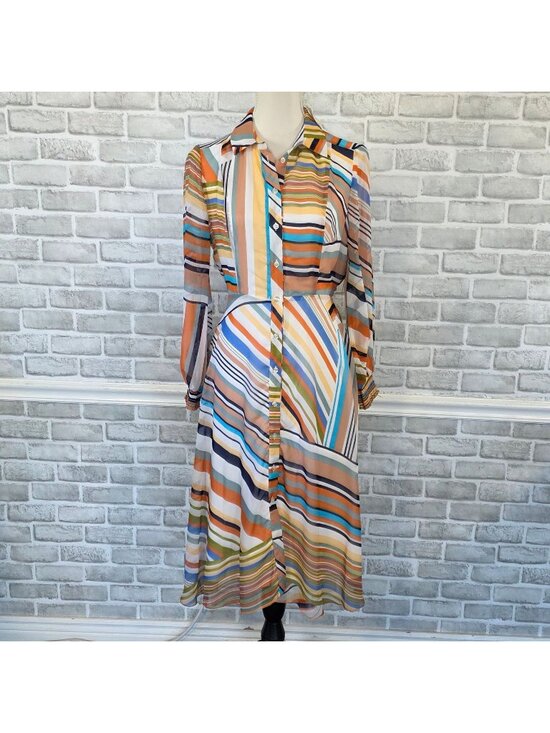 New York and Company Dresses & Skirts - 70s Mod Dopamine Dressing NWT New York & Company Multi Stripe Midi XS